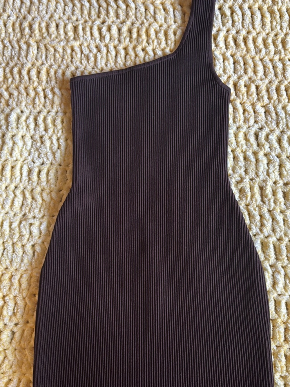Babaton One-Shoulder Ribbed Bodycon Dress - Brown